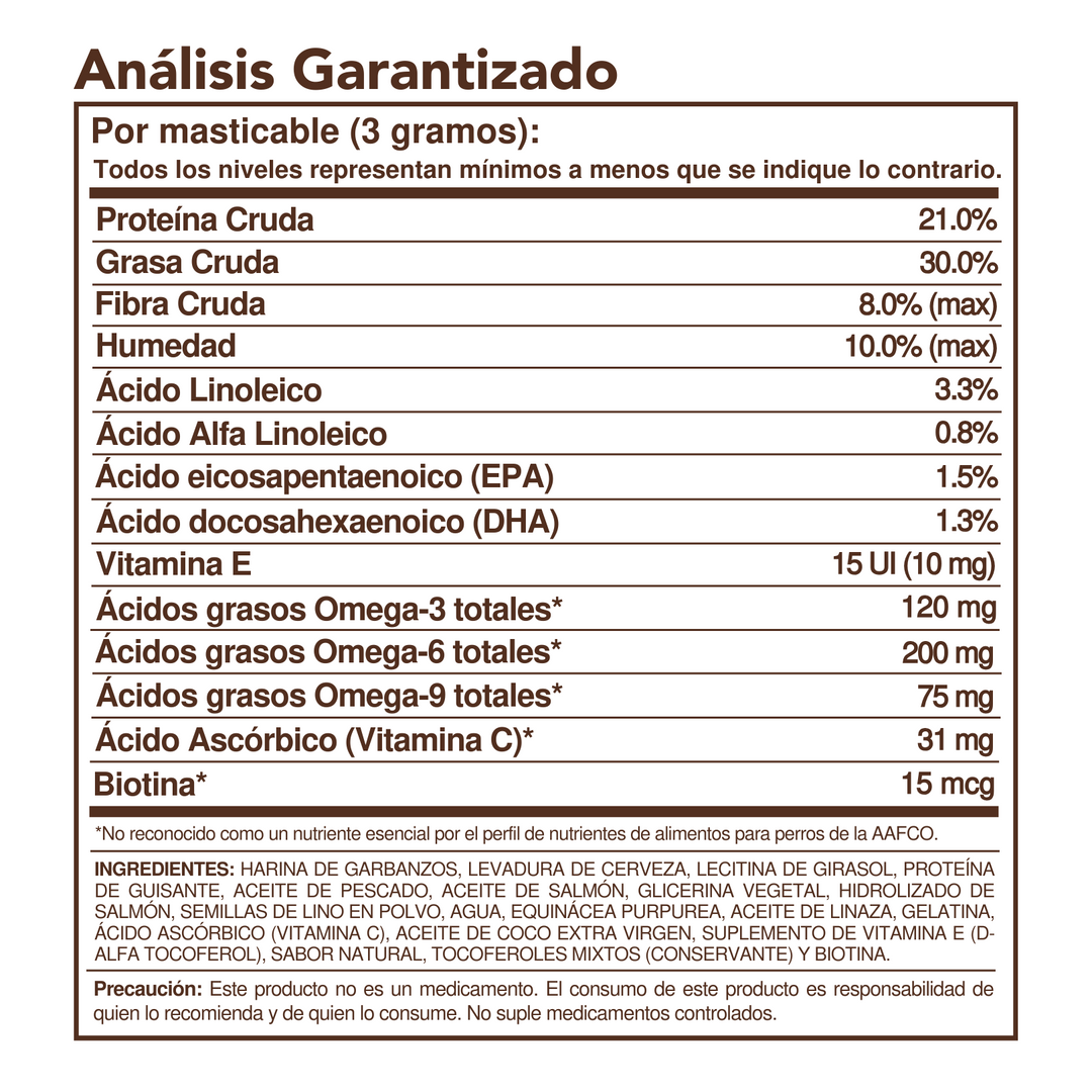 Skin & Coat |  Suplementos Masticables para Mejorar la Piel y Pelaje de tu Mascota