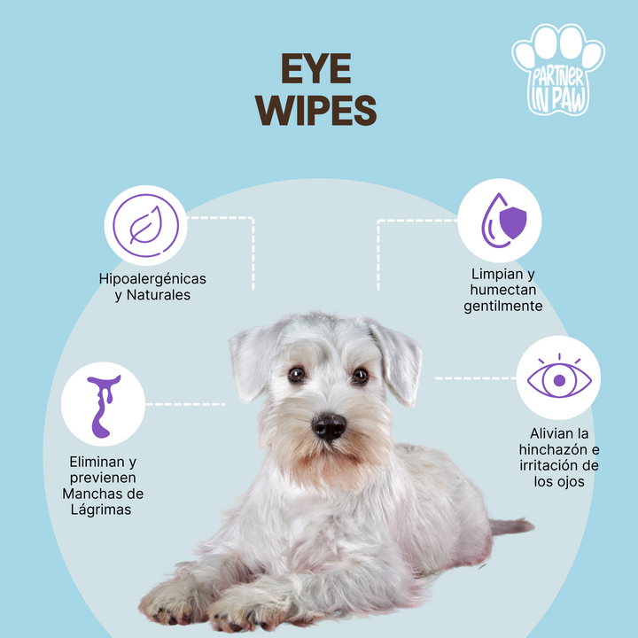 Eye Wipes | Toallitas de Ojos para limpiar, hidratar y eliminar las manchas de lágrimas y residuos.