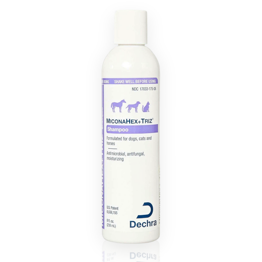 MiconaHex+Triz Shampoo | Shampoo para tratar dermatitis e infecciones por hongos y/o bacterias en la piel de perros, gatos y caballos.